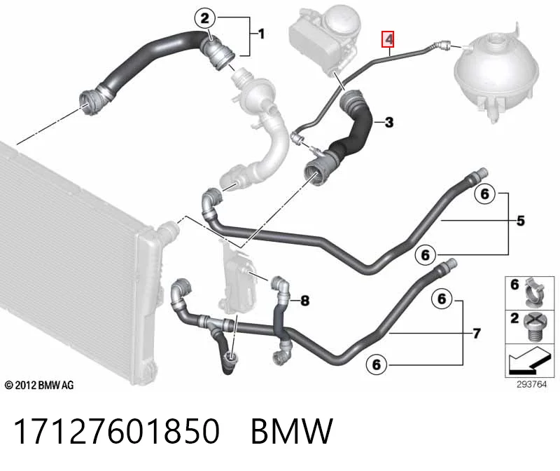 17127601850 BMW Шланг розширювального бачка, верхній
