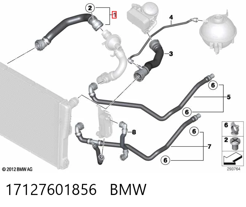 17127601856 BMW Шланг/патрубок радіатора охолодження, нижній
