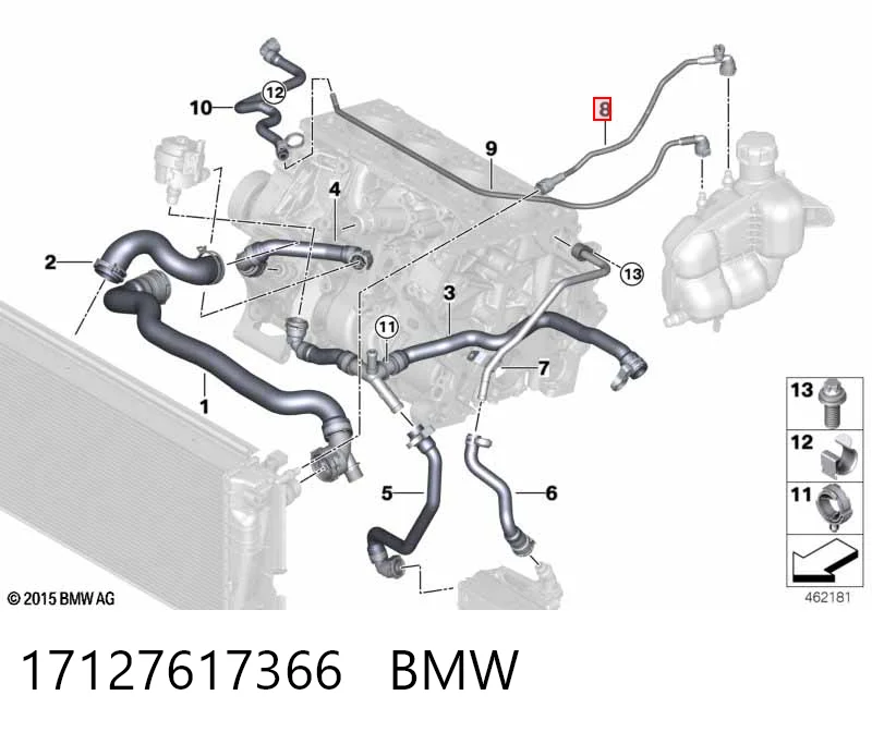 17127617366 BMW Шланг розширювального бачка, верхній