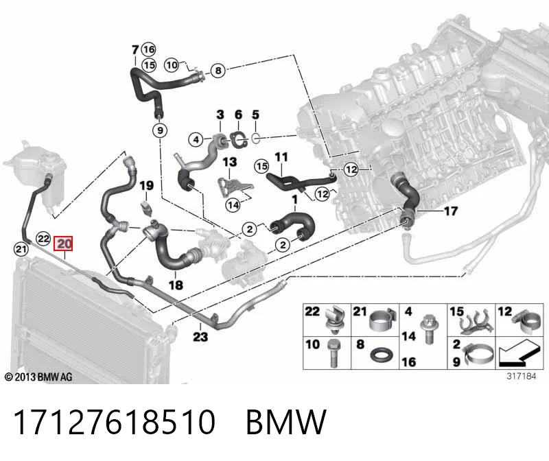 17127618510 BMW Шланг розширювального бачка, верхній