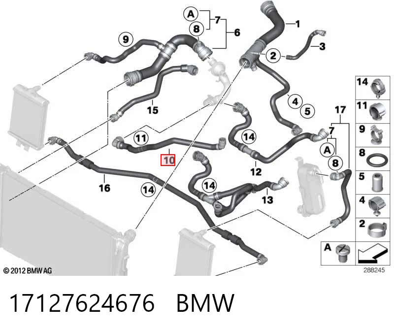 17127624676 BMW Шланг розширювального бачка, нижній