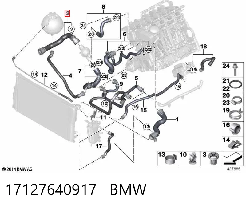 17127640917 BMW Шланг/патрубок радіатора охолодження, нижній