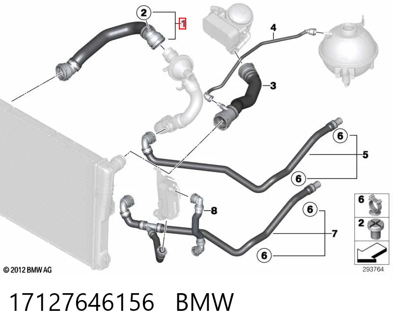 17127646156 BMW Шланг/патрубок радіатора охолодження, нижній