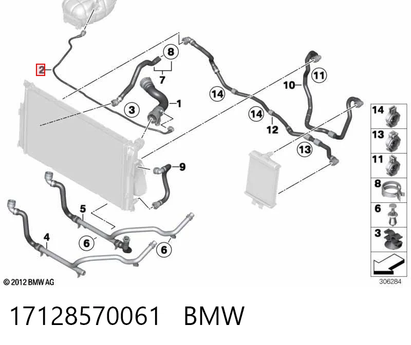 17128570061 BMW Шланг розширювального бачка, верхній