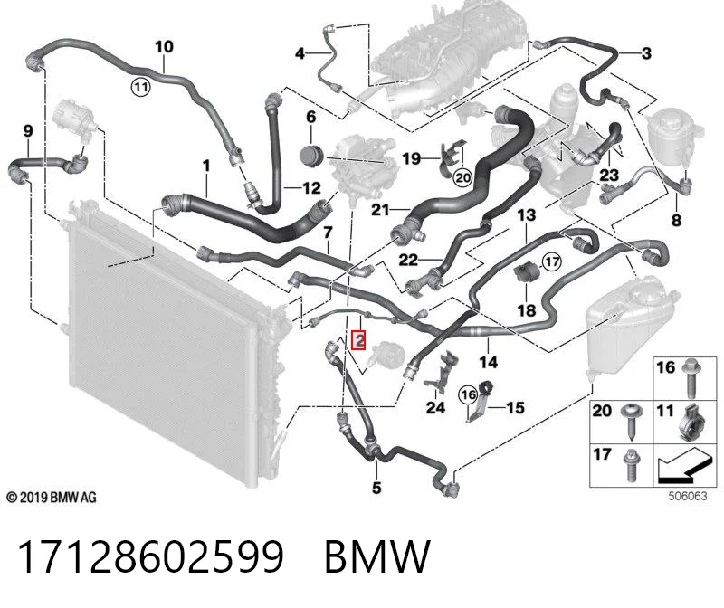 17128602599 BMW Шланг термостата