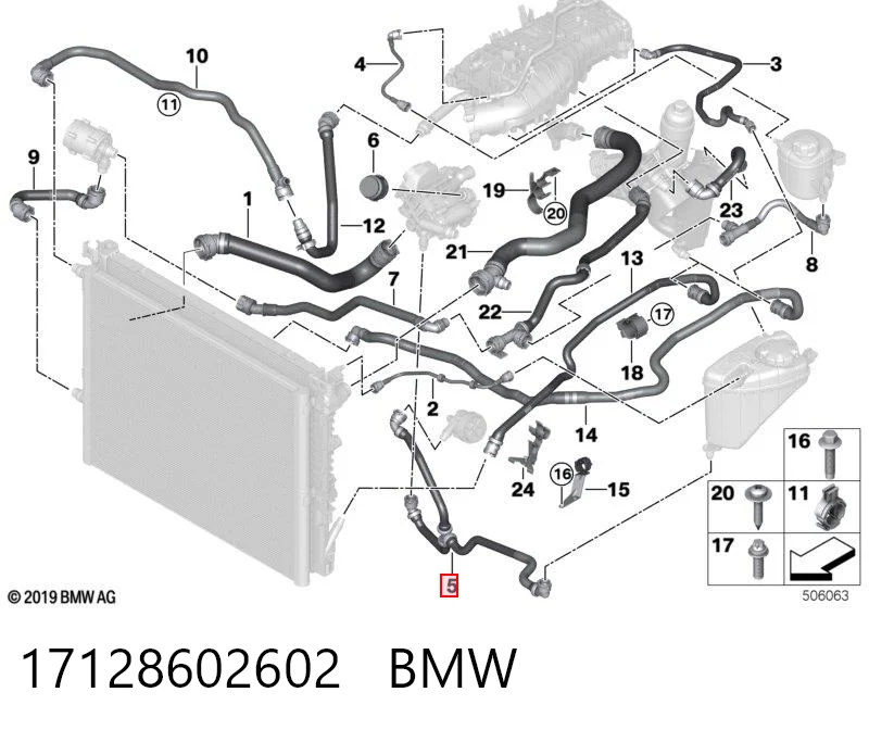 17128602602 BMW Шланг розширювального бачка, нижній