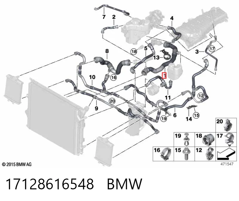 17128616548 BMW Шланги системи охолодження