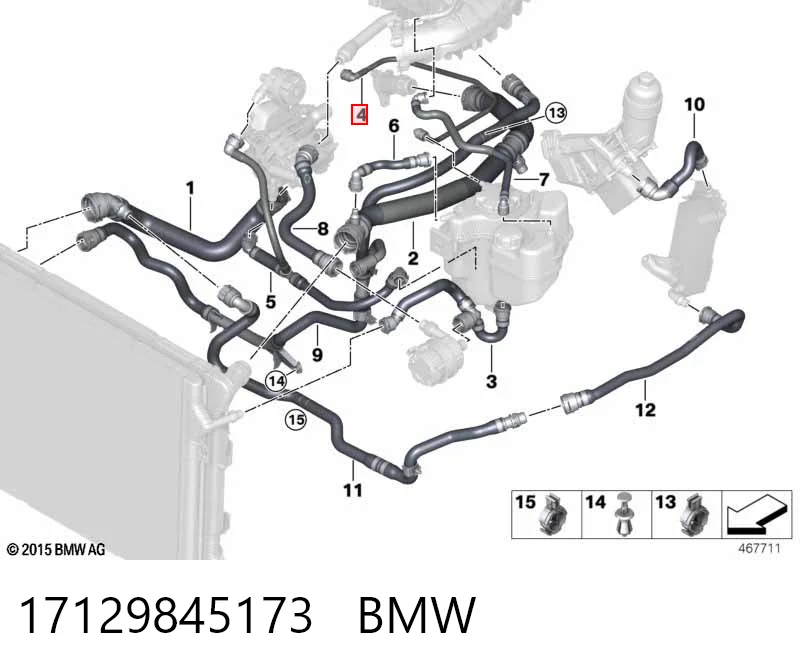17129845173 BMW Шланг термостата