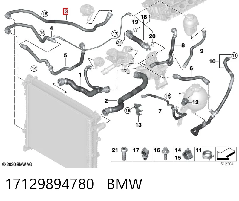 17129894780 BMW Шланг термостата