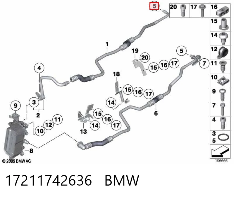 17211742636 BMW Кільце ущільнювача трубки охолодження АКПП
