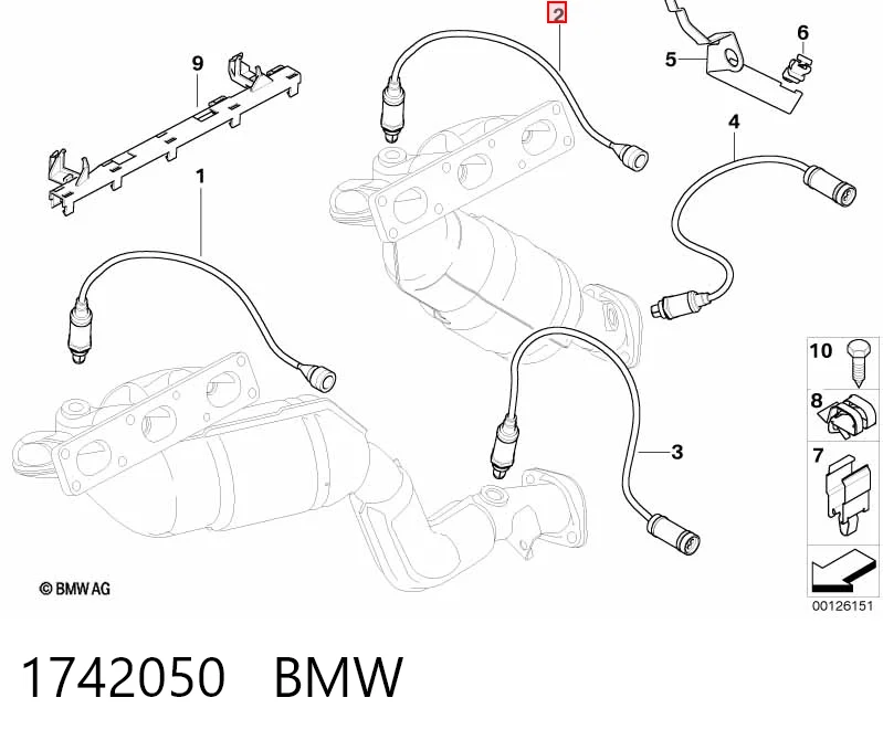 1742050 BMW Лямбдазонд, датчик кисню до каталізатора, лівий
