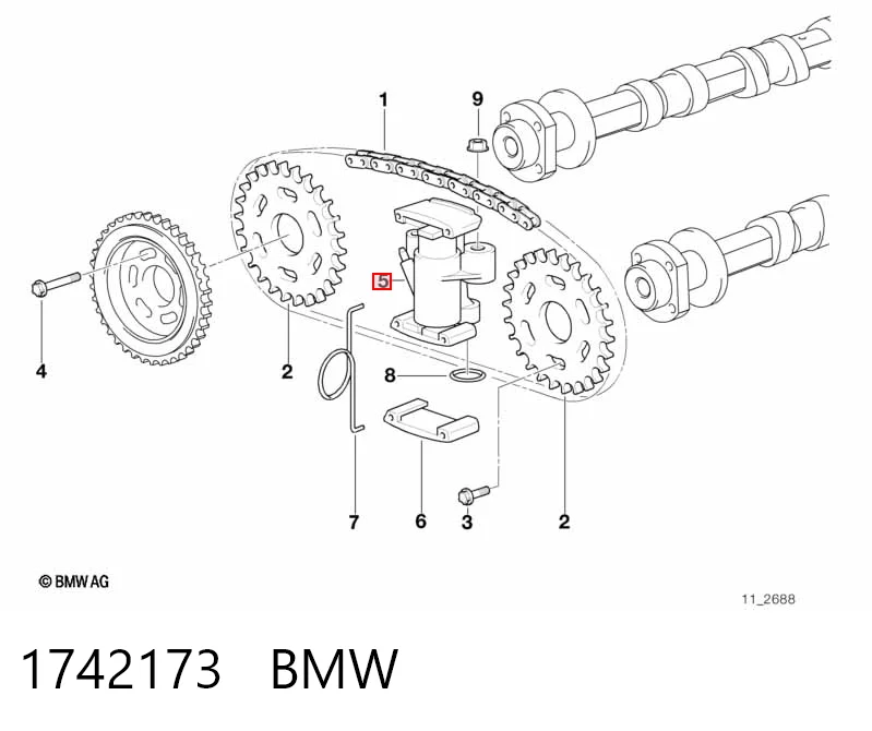 1742173 BMW Натягувач ланцюга ГРМ распреддвалов, правого