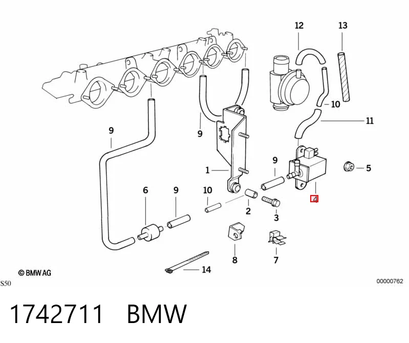 1742711 BMW Клапан перетворювач тиску наддуву (соленоїд)