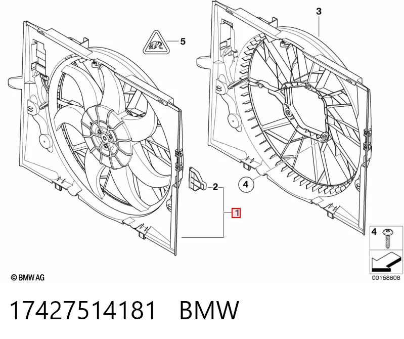 17427514181 BMW Дифузор радіатора охолодження, в зборі з мотором і крильчаткою