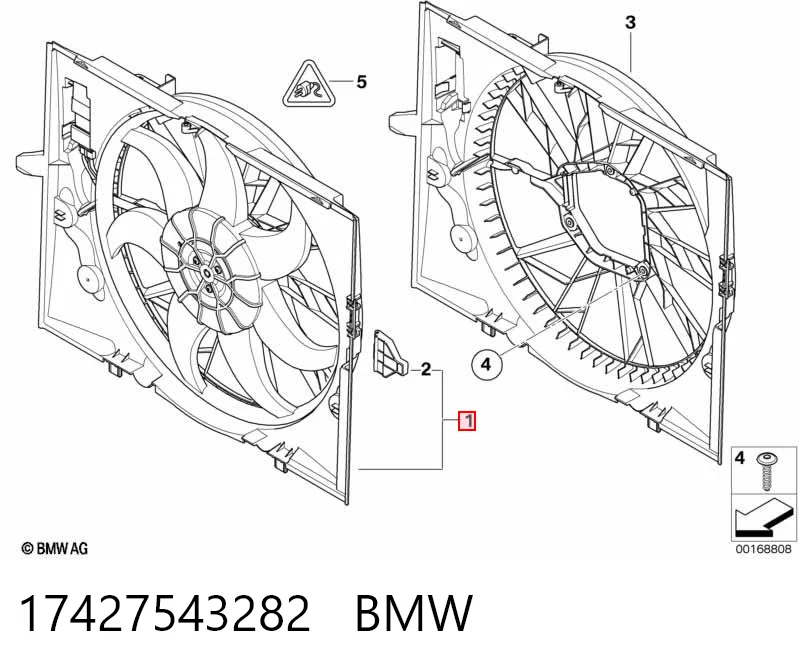 17427543282 BMW Дифузор радіатора охолодження, в зборі з мотором і крильчаткою