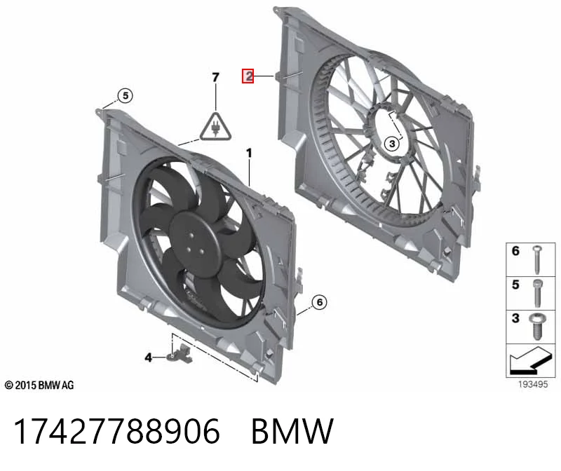 17427788906 BMW Дифузор радіатора охолодження, в зборі з мотором і крильчаткою