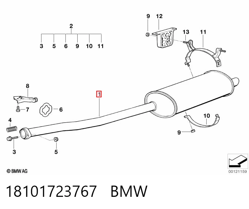  Глушник, задня частина BMW 3 