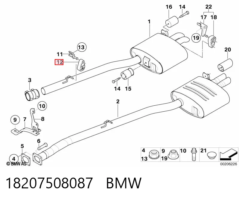 18207508087 BMW З'єднувальні елементи, система випуску