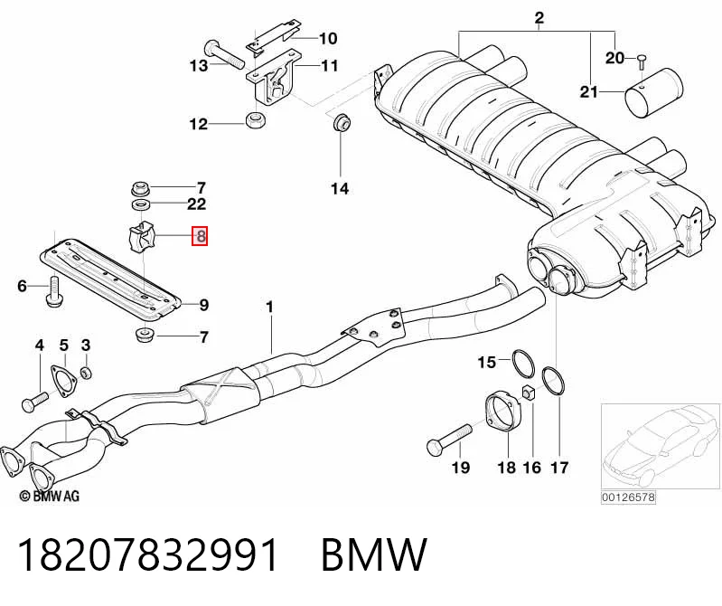Кронштейн кріплення глушника на BMW 3  E46