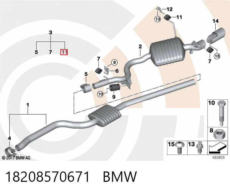 8570671 BMW Хомут кріплення глушника задній