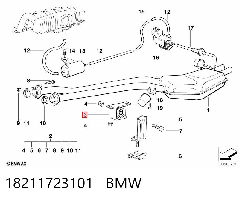 18211723101 BMW Кронштейн кріплення глушника