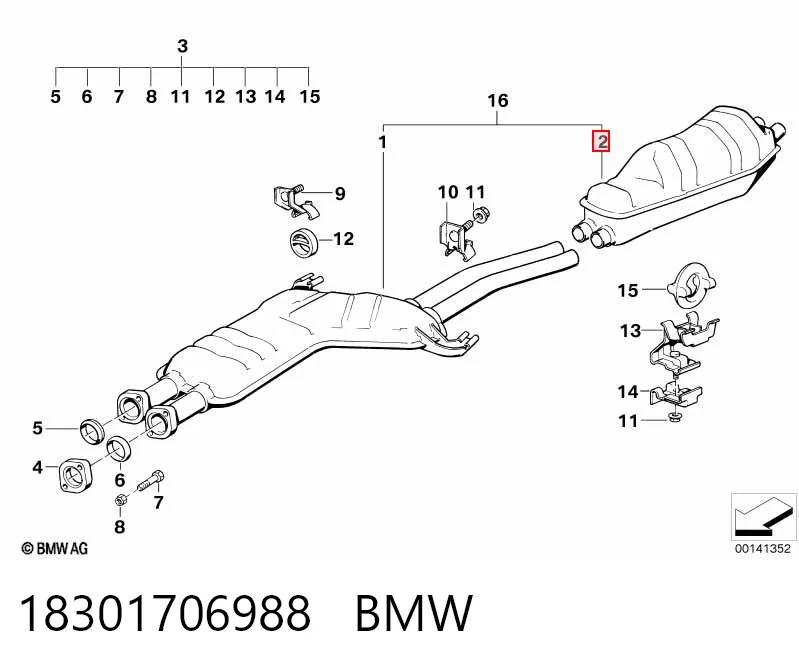 Вихлопна труба BMW 7 седан (E32) (1986 - 1994) ціна, від 22.11 USD