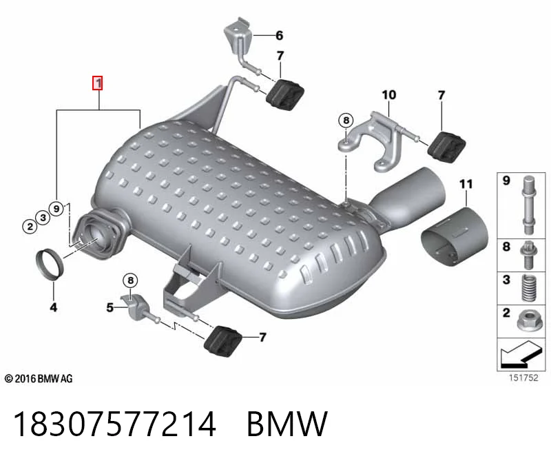  Глушник, задня частина BMW 3 