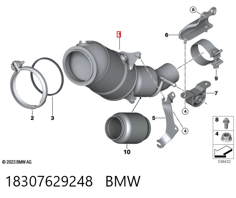 Каталітичний нейтралізатор відпрацьованих газів на BMW 5  F10