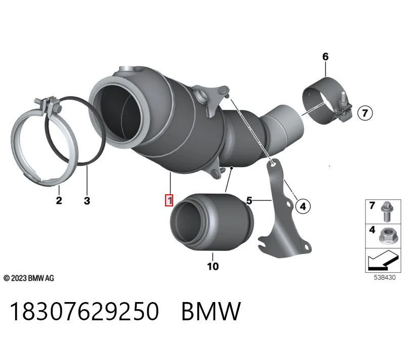 Каталітичний нейтралізатор відпрацьованих газів на BMW 3  F30, F80