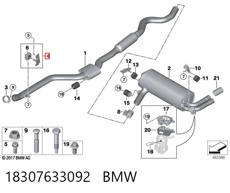 18307633092 BMW Кронштейн кріплення глушника