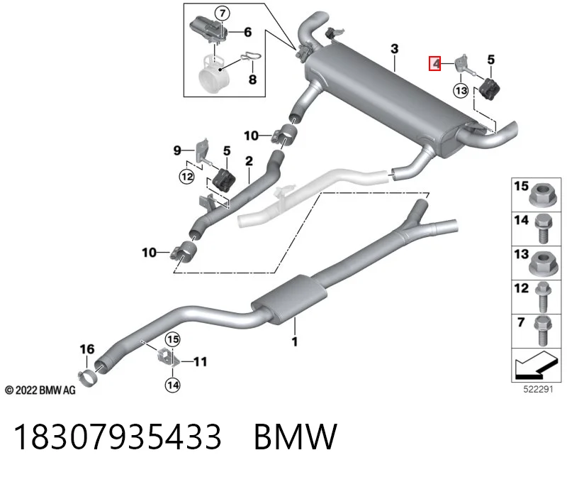 18307935433 BMW Кронштейн задньої подушки глушника