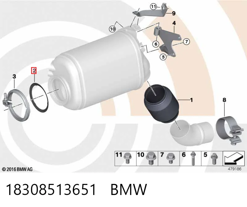 18308513651 BMW Прокладка фільтра сажі передня