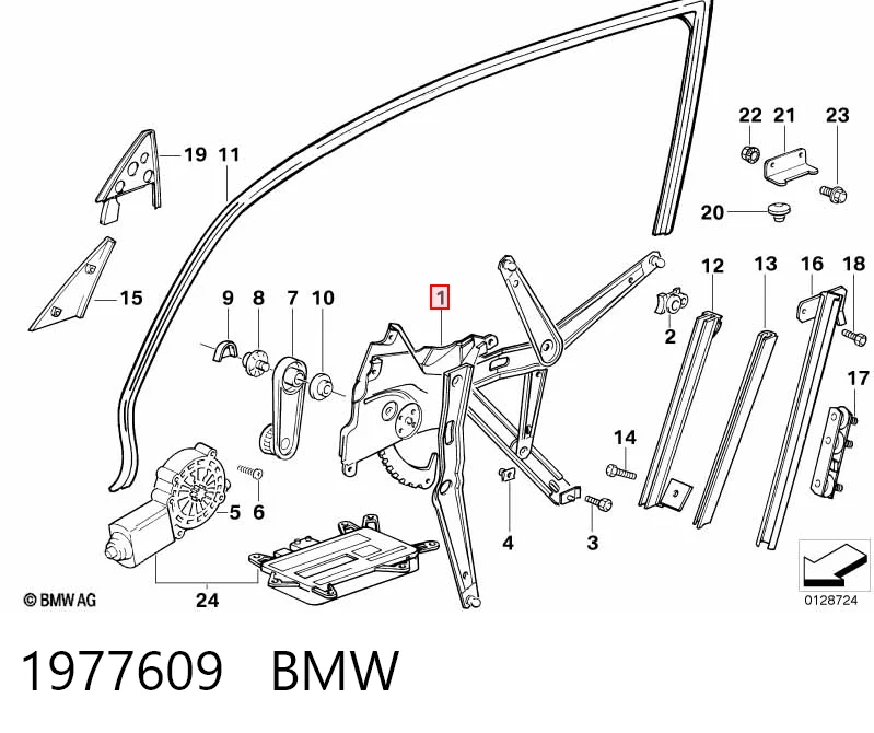 1977609 BMW Підйомник механічний вітрового скла