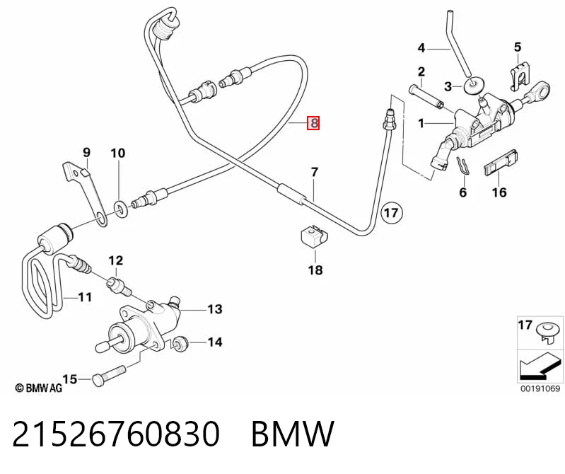 Трубка гідроприводу зчеплення на BMW 5  E61