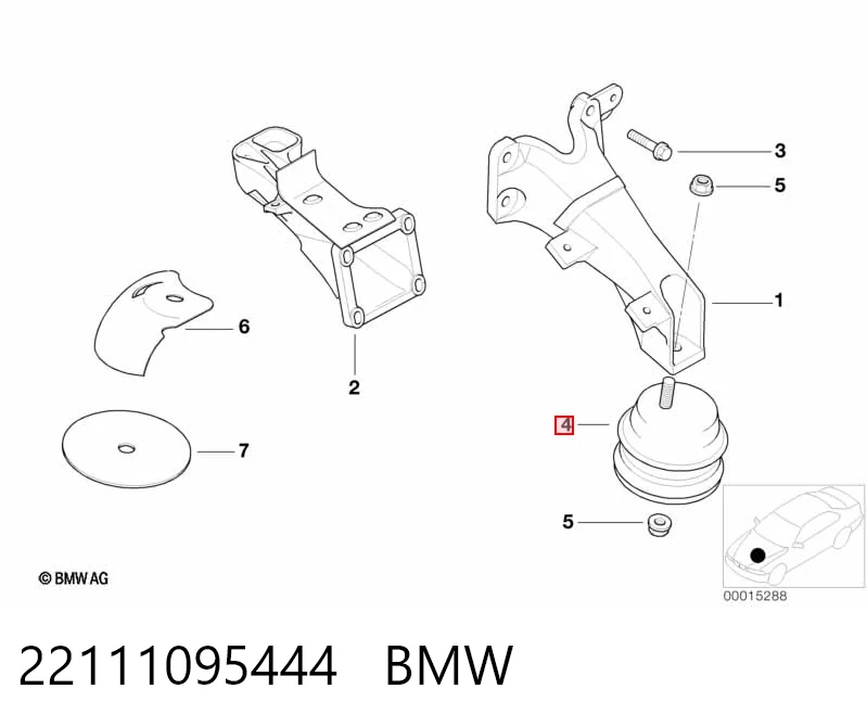 22111095444 BMW Подушка (опора) двигуна, ліва/права
