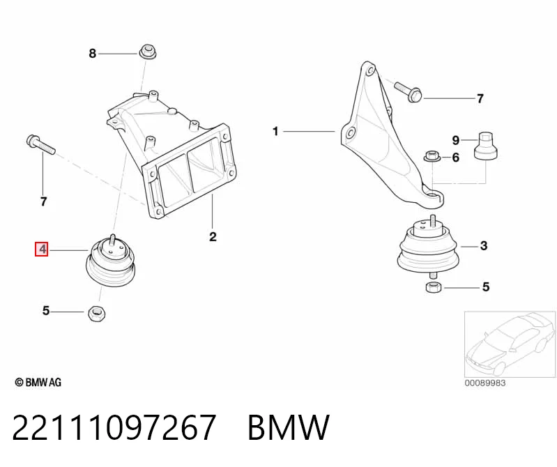 22111097267 BMW Подушка (опора) двигуна, ліва/права