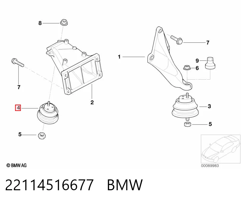22114516677 BMW Подушка (опора) двигуна, ліва/права