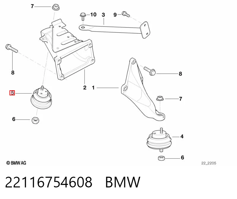 22116754608 BMW Подушка (опора) двигуна, ліва/права