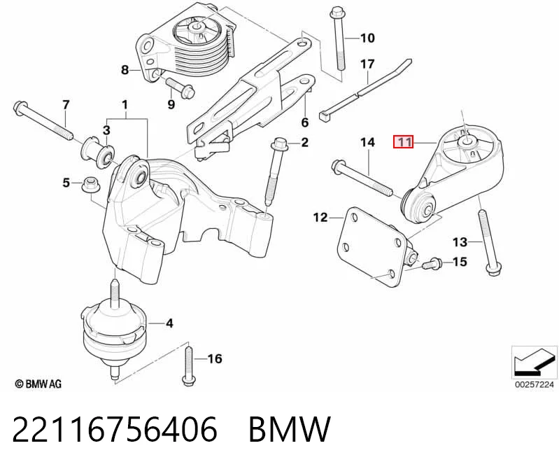22116756406 BMW Задня подушка двигуна