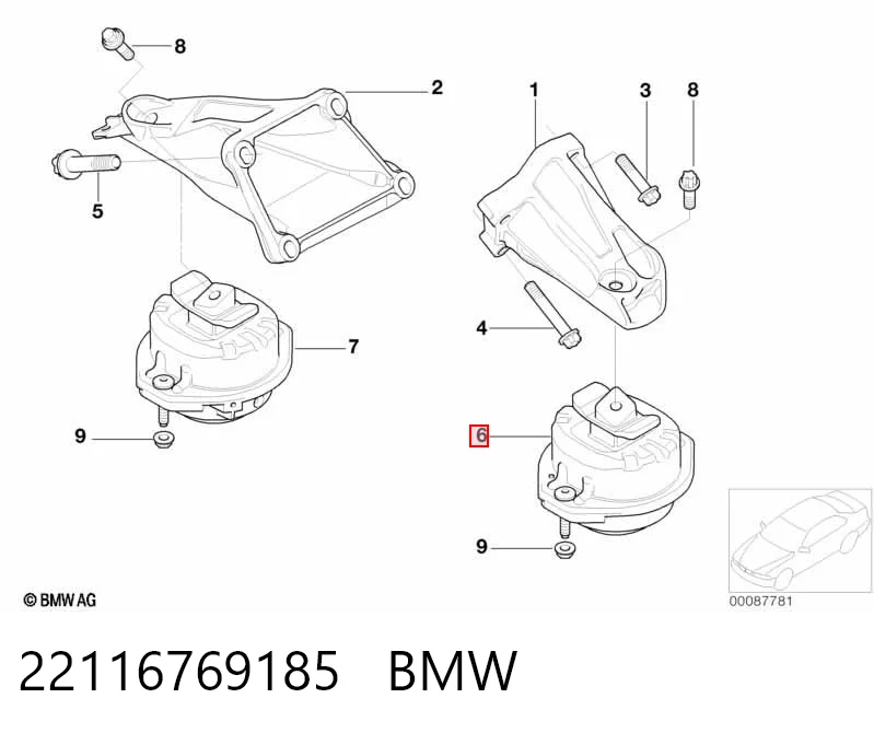 22116769185 BMW Ліва опора двигуна