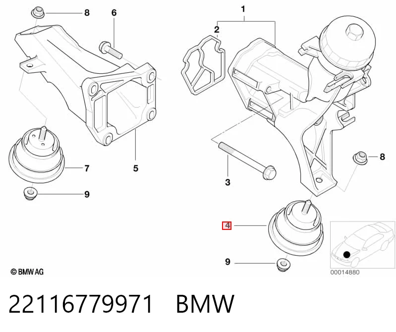 22116779971 BMW Ліва опора двигуна