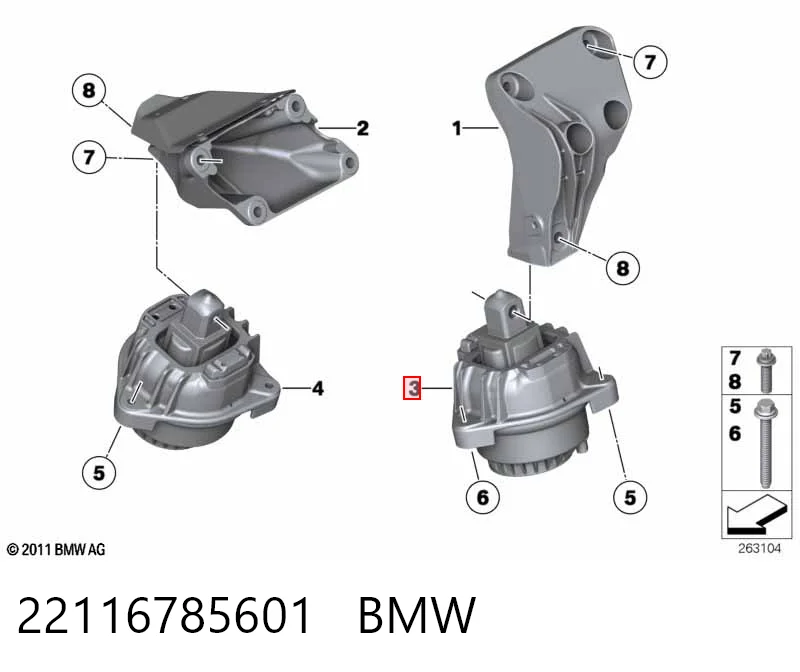 22116785601 BMW Подушка (опора) двигуна, ліва/права