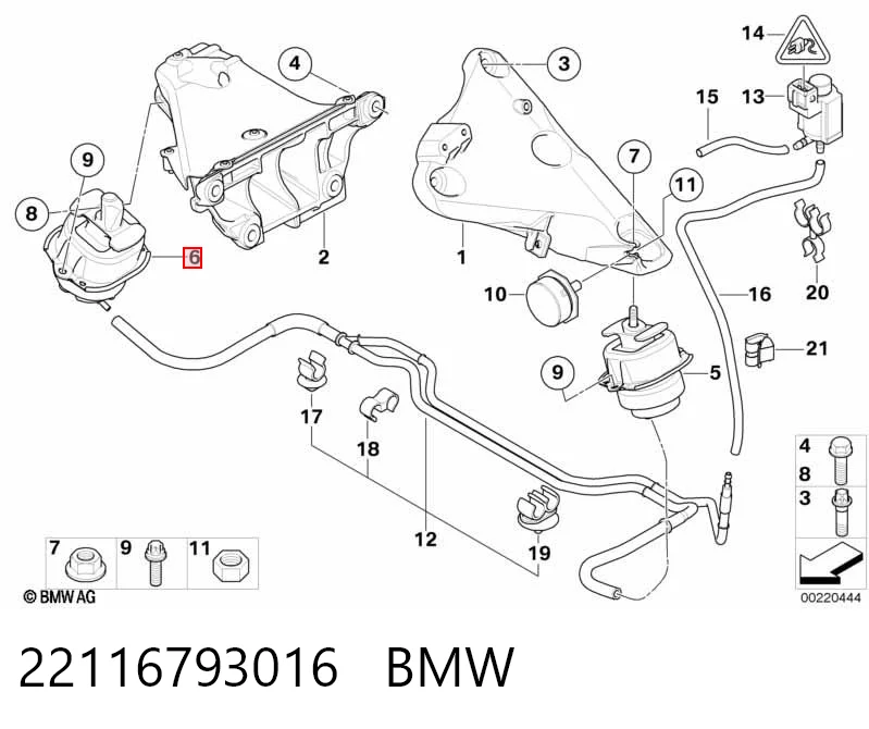 22116793016 BMW Права подушка мотора
