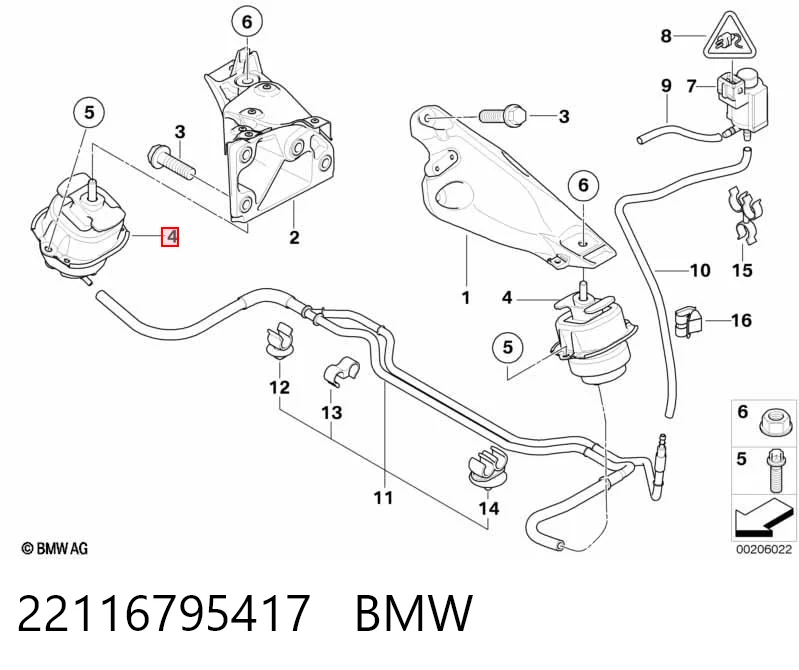 22116795417 BMW Подушка (опора) двигуна, ліва/права