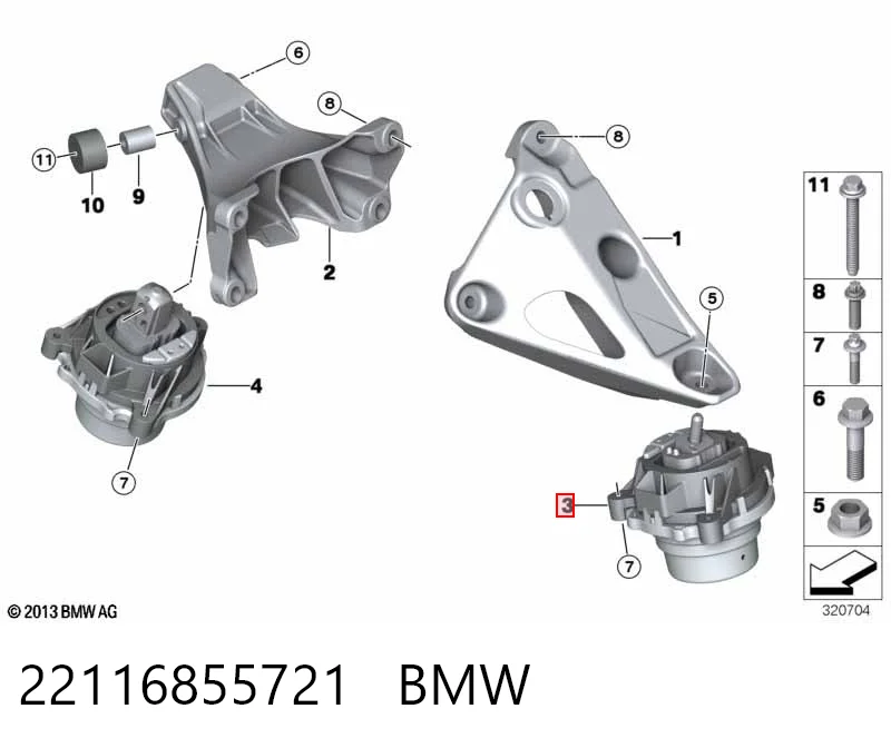 22116855721 BMW Ліва опора двигуна