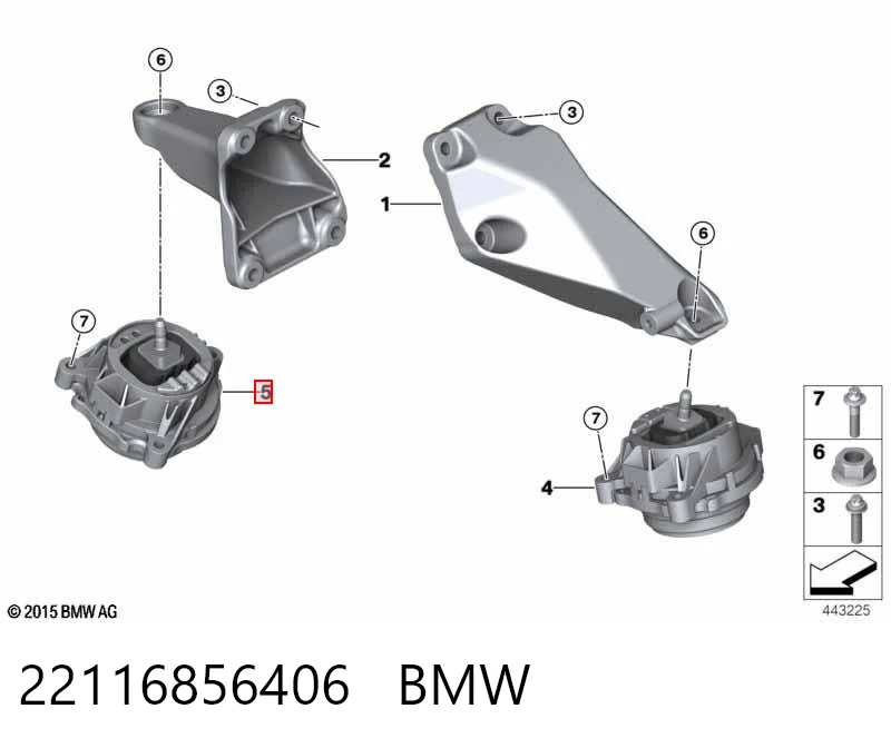 6856406 BMW Права подушка мотора