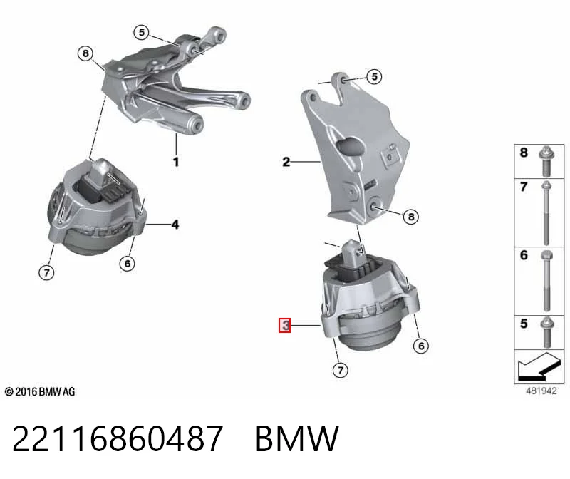 22116860487 BMW Ліва опора двигуна