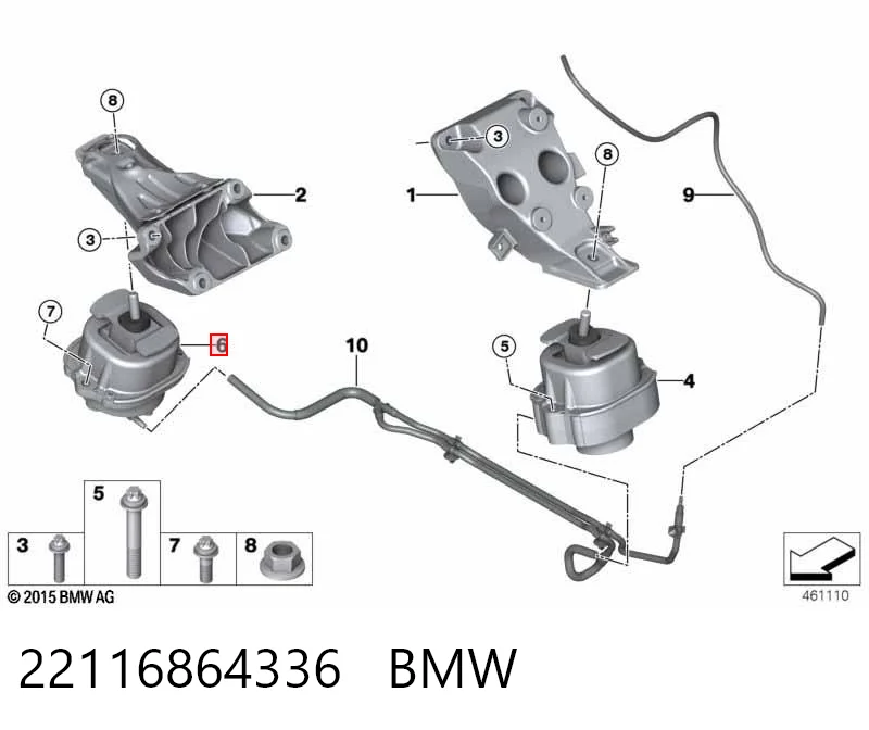 22116864336 BMW Права подушка мотора