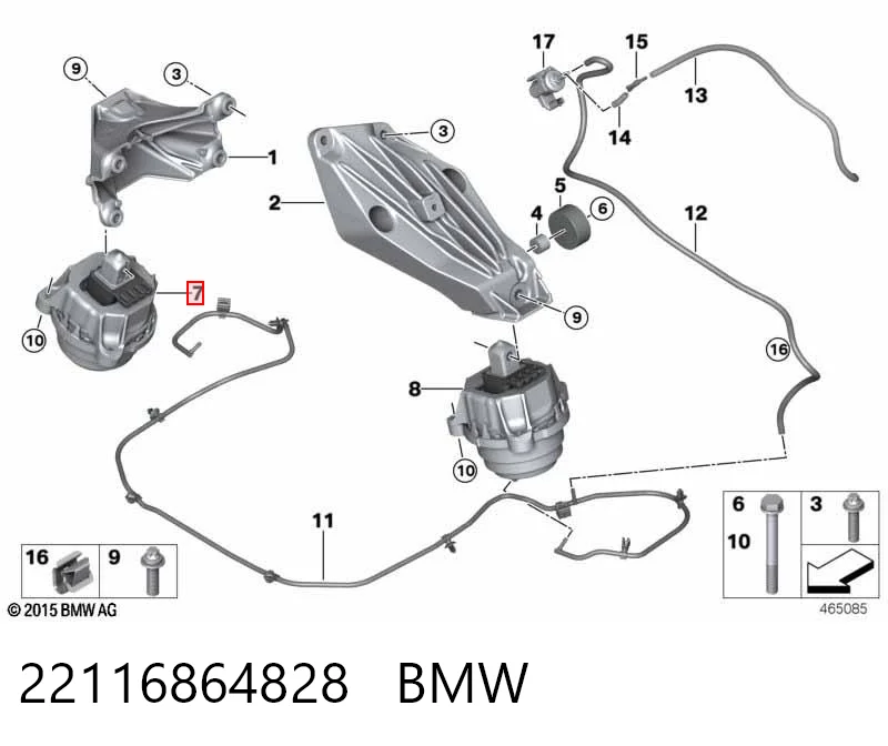 22116864828 BMW Права подушка мотора