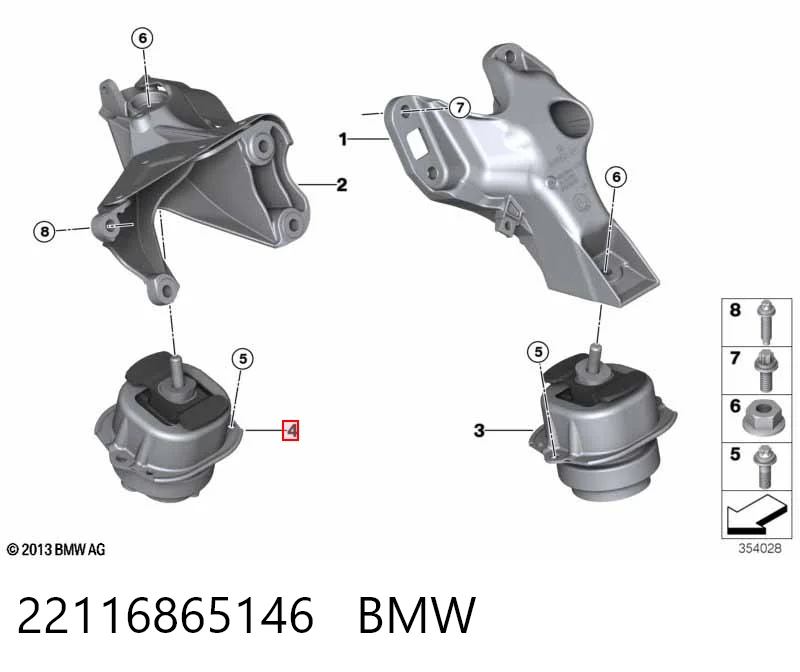 22116865146 BMW Права подушка мотора